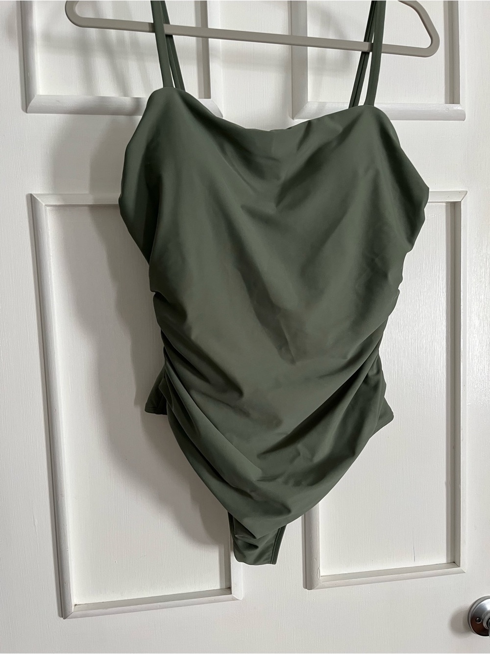Olive Green Draped One-Piece Swimsuit